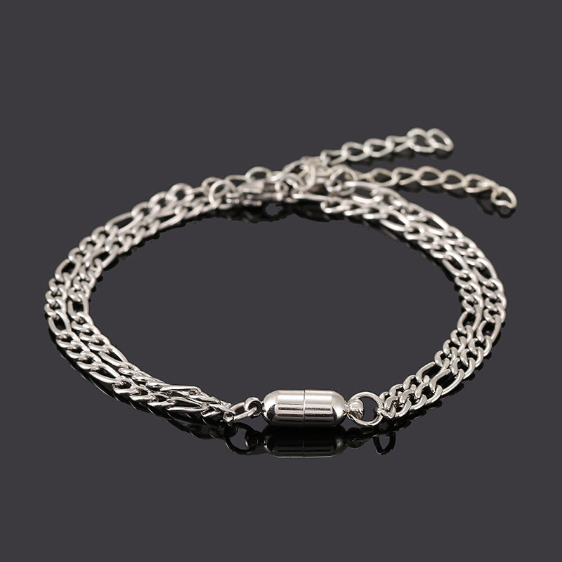 European And American Hot Style Simple Stainless Steel Magnet Attracting Couple Bracelet A Pair Of Jewelry Wholesale Cross-Border