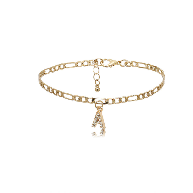 Letter Butterfly Anklet With Diamond Chain