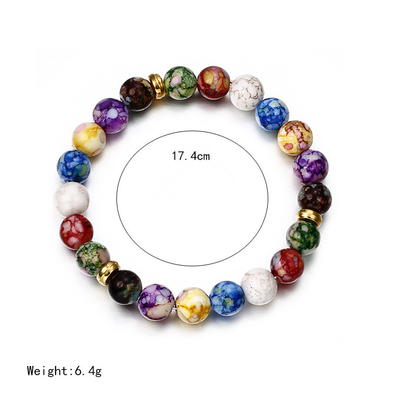 Natural Agate Stone Colorful Yoga Energy Bracelet