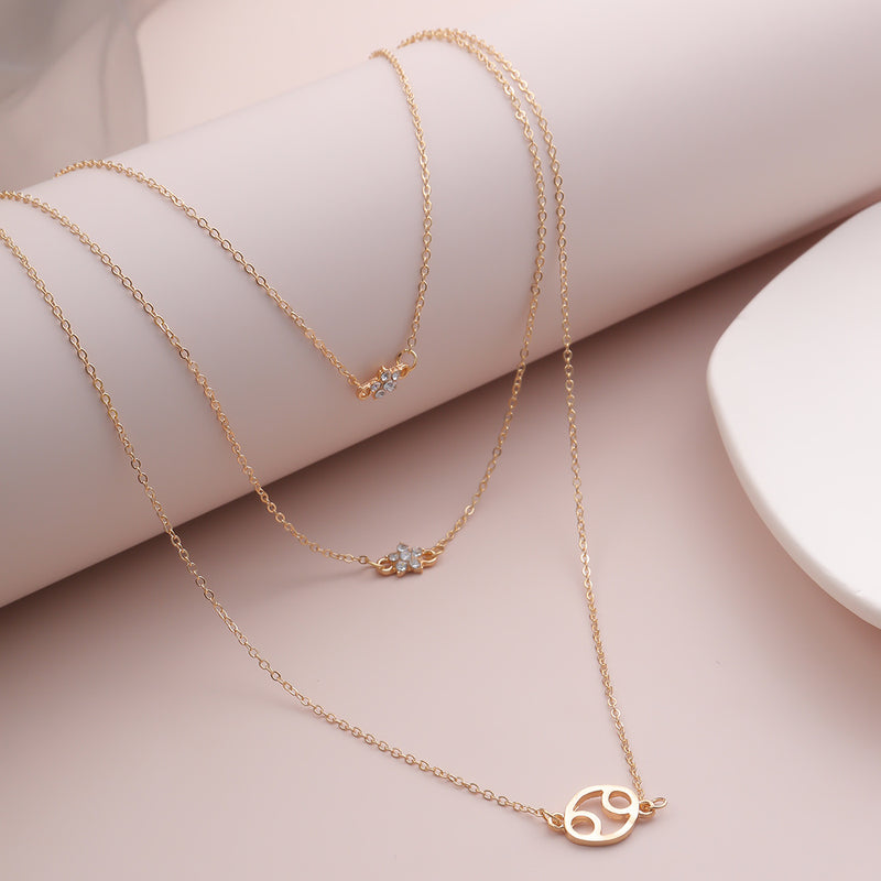 European And American Cross-Border Jewelry, Creative Geometric Hollow Round Necklace For Women, Simple And Small Star-Shaped Micro-Inlaid Necklace