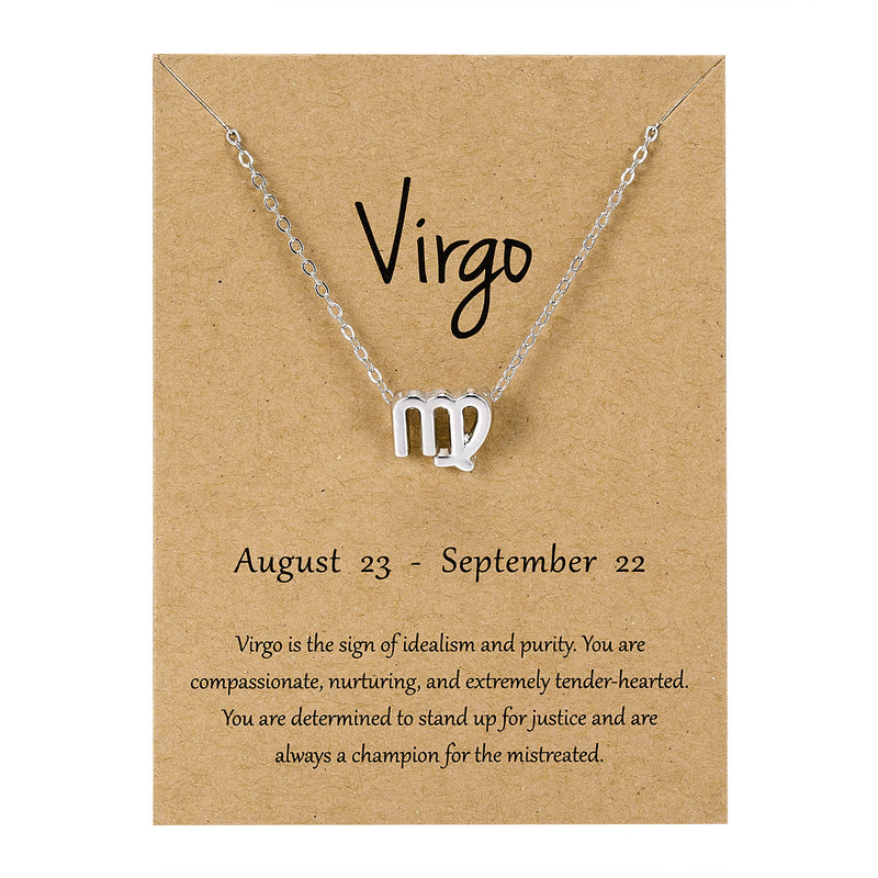 Personality Symbol Edition Silver Twelve Constellation Alloy Paper Card Necklace