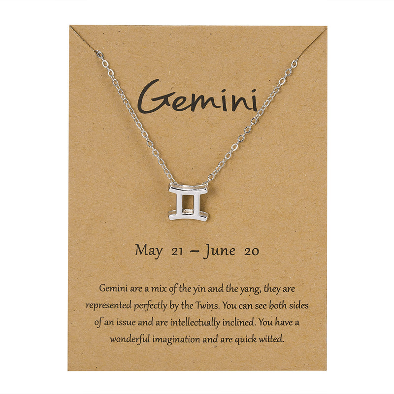 Personality Symbol Edition Silver Twelve Constellation Alloy Paper Card Necklace