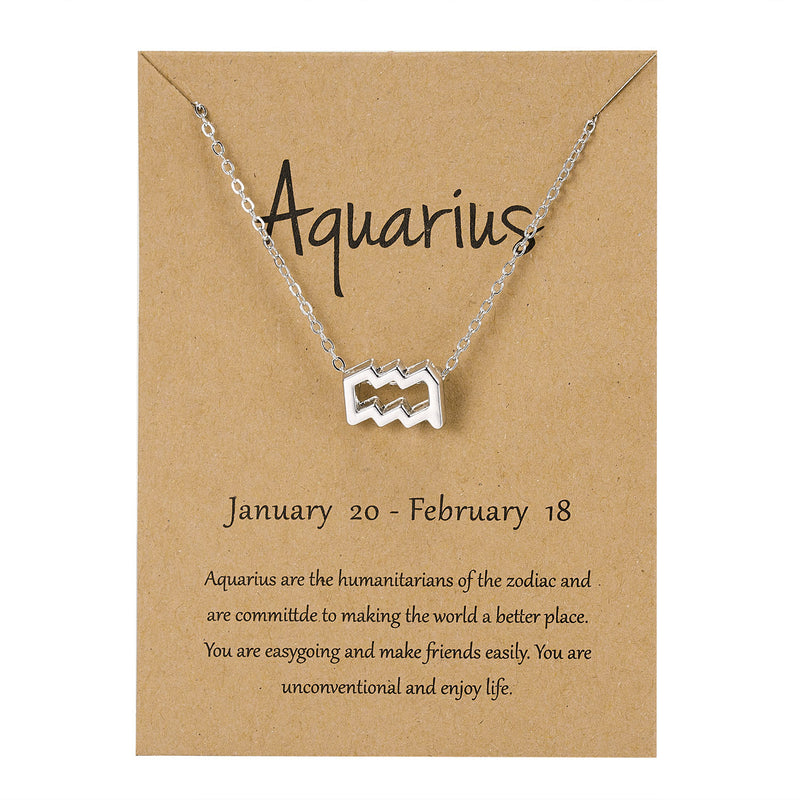 Personality Symbol Edition Silver Twelve Constellation Alloy Paper Card Necklace