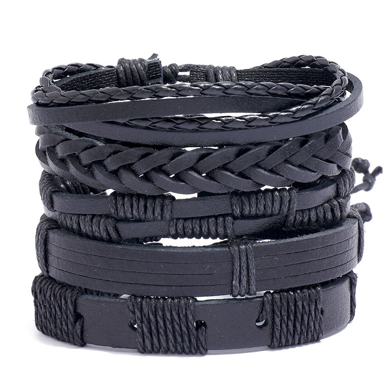 Simple Braided Black Leather Bracelet