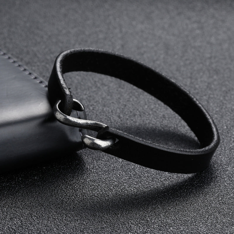 Hook Shaped Bangle Retro Simple Cowhide Leather Bracelet Men'S And Women'S Bracelets