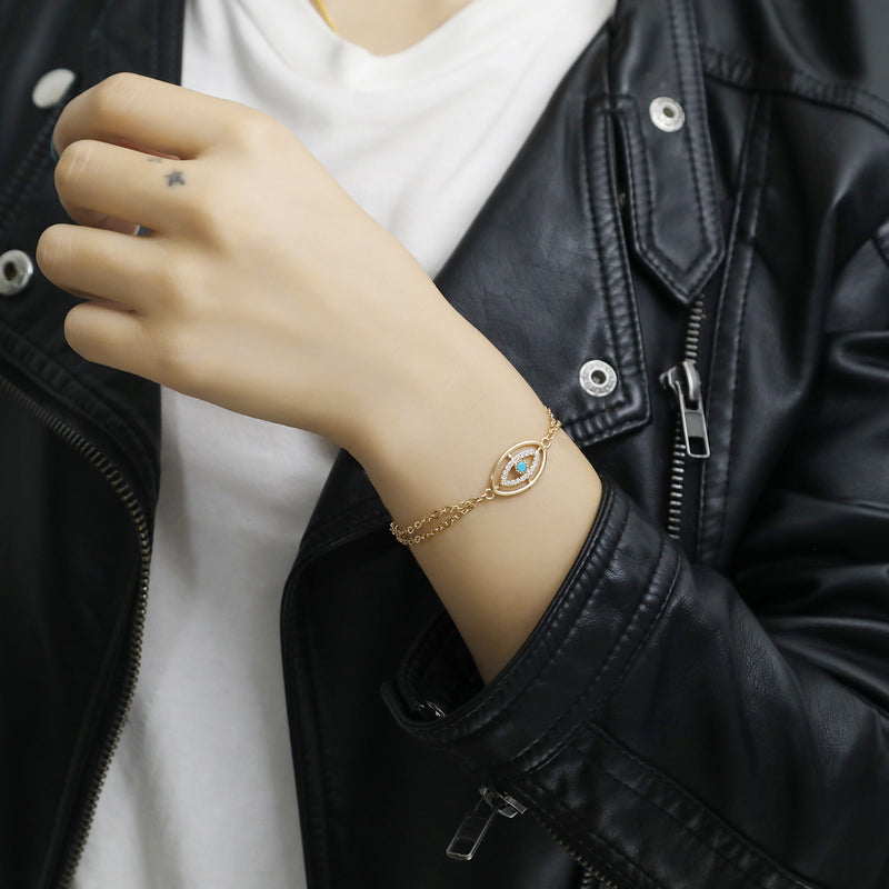 European And American Devil's Eye Copper Bracelet With Color Zirconium Alloy