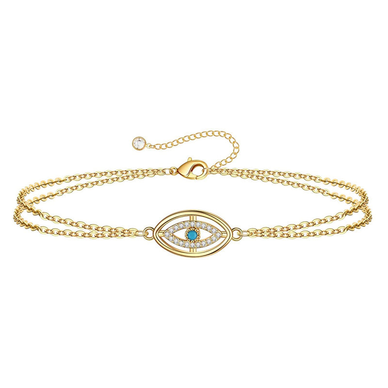 European And American Devil's Eye Copper Bracelet With Color Zirconium Alloy