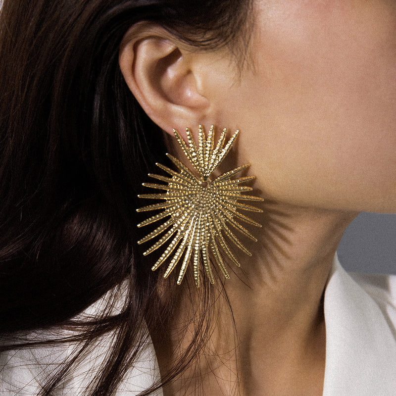 Geometric Metal Fan-Shaped Exaggerated Earrings