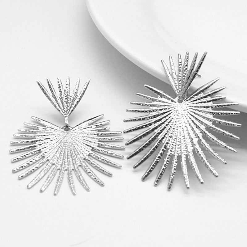 Geometric Metal Fan-Shaped Exaggerated Earrings