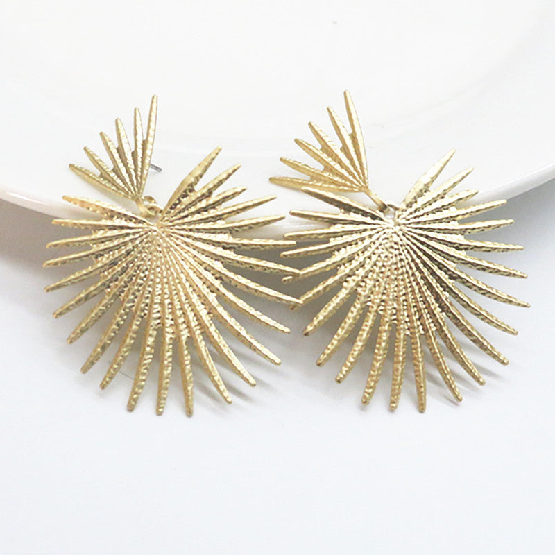 Geometric Metal Fan-Shaped Exaggerated Earrings