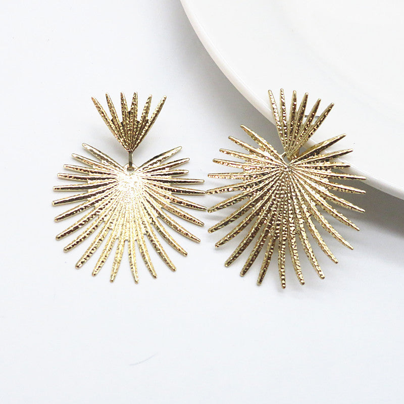 Geometric Metal Fan-Shaped Exaggerated Earrings