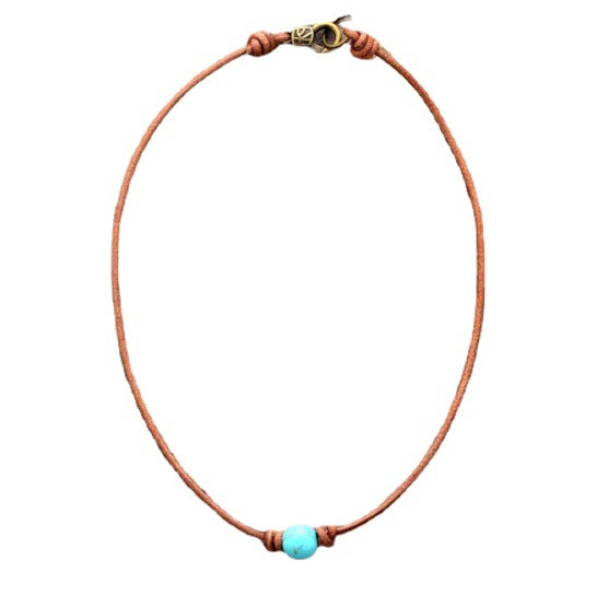 European And American Fashion Jewelry New Turquoise White Pine Powder Crystal Short Necklace Women Fashion Necklace Jewelry