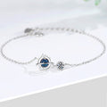 Silver Color Jewelry Dream Blue Zircon Universe Planet Star Charm Bracelet Cabochon Link Chain For Women