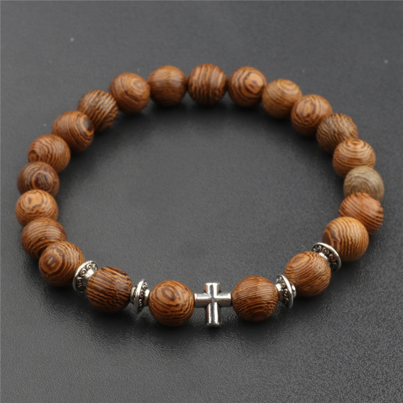 Bracelet Yoga Chakra Wood Grain Crown Beads Beaded Bracelet