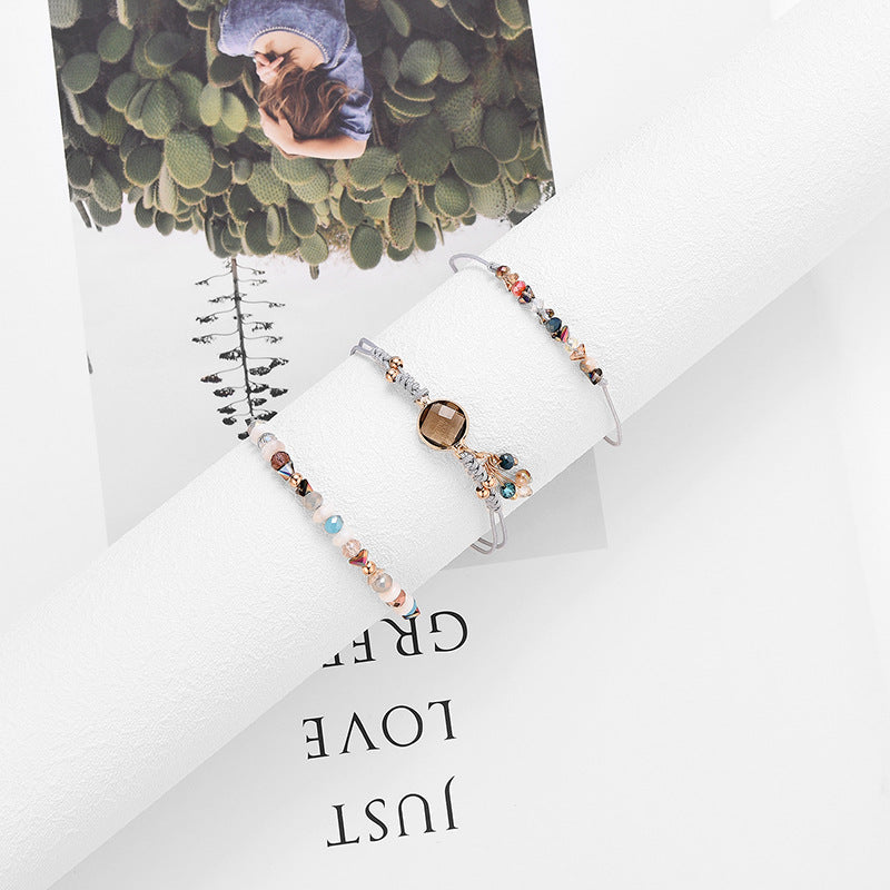 Geometric Design Crystal Pick Stone Bracelet