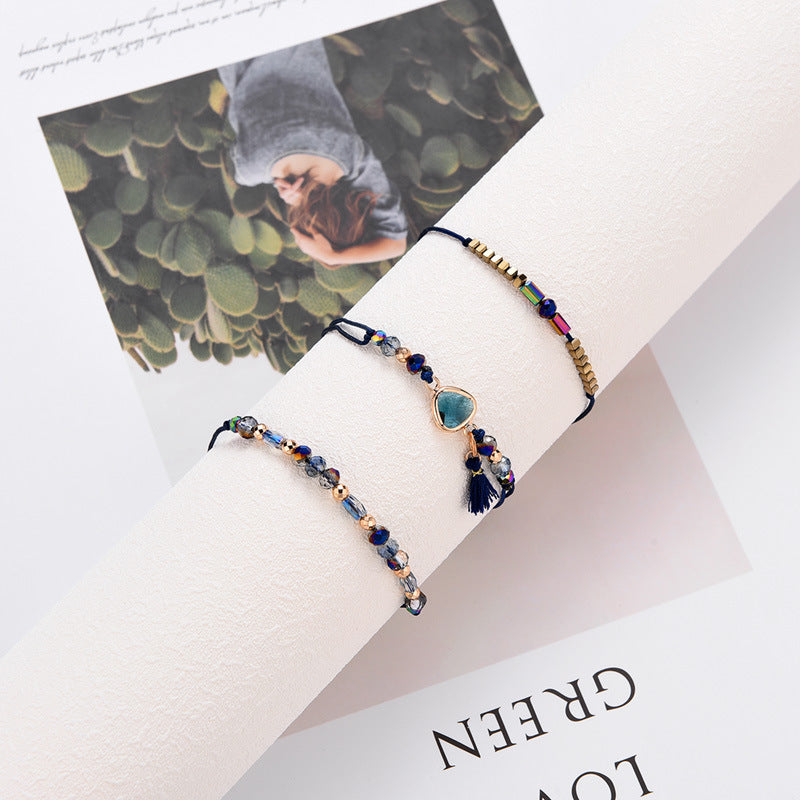 Geometric Design Crystal Pick Stone Bracelet