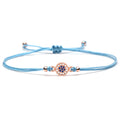 Women's High Quality Black Cubic Zirconia Stones Bracelet with Blue Copper Evil Eye Protection Luck Charm