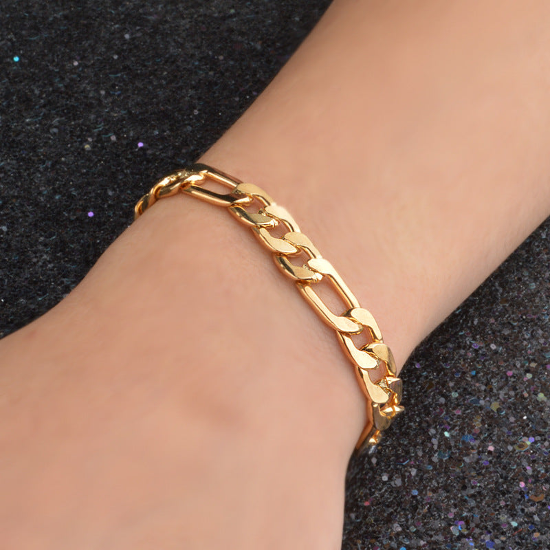 Gold Plating Figaro 8Mm Bracelet