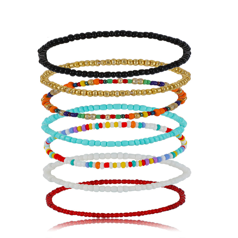 European And American Style Cross-Border Color Beaded Anklet