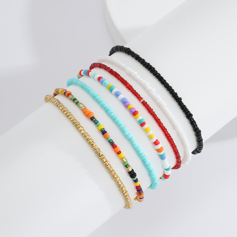 European And American Style Cross-Border Color Beaded Anklet