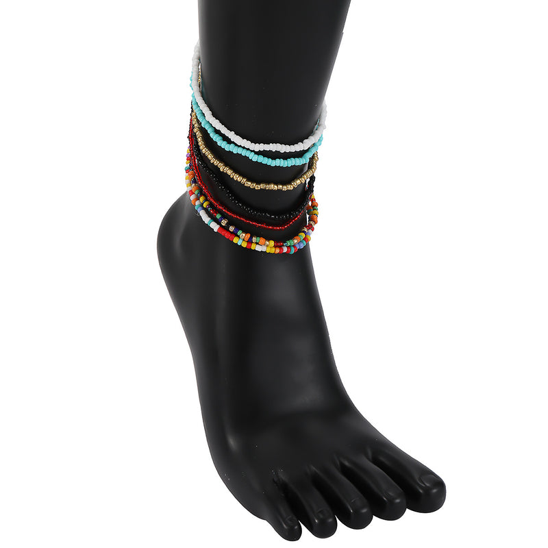 European And American Style Cross-Border Color Beaded Anklet