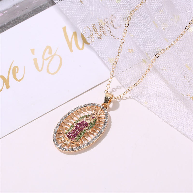 Oval Color Full Rhinestone Sweater Chain