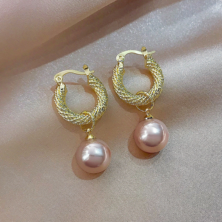 Super Flash French Vintage Metal Earrings Pearl Earrings