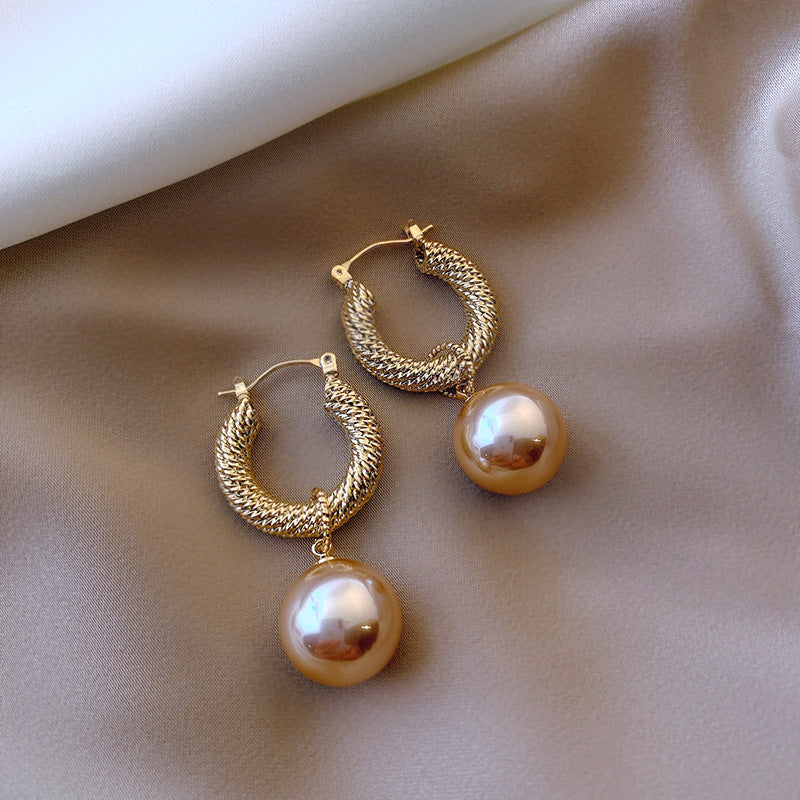 Super Flash French Vintage Metal Earrings Pearl Earrings