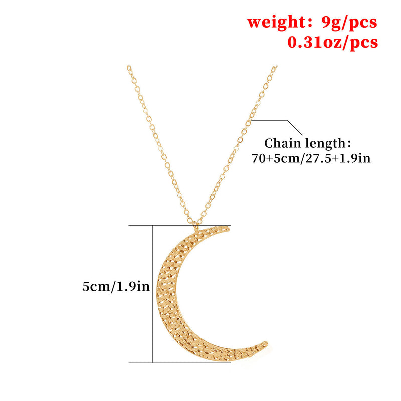 European And American Cross-Border Jewelry Fashion Exaggerated Crescent Pendant Necklace Women Hot Sale Single Layer Necklace Sweater Chain Xl691