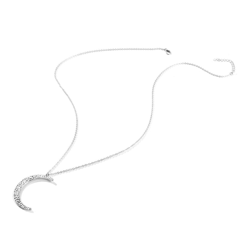 European And American Cross-Border Jewelry Fashion Exaggerated Crescent Pendant Necklace Women Hot Sale Single Layer Necklace Sweater Chain Xl691