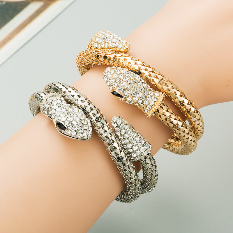 Snake-shaped Winding Men's And Women's Bracelets Alloy With Rhinestone Color Bracelet