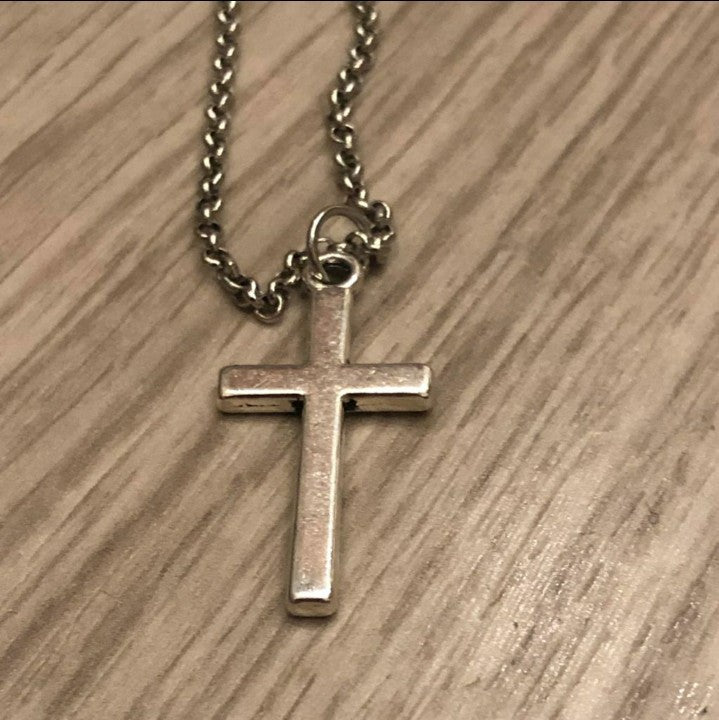 Double Sided Cross Antique Silver Pendant Girl Short Long Chain Necklace Jewelry