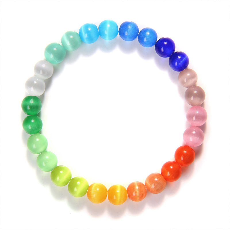 Japan And South Korea Simple Fashion Colorful Opal Gemstone Beads Bracelet Female Seven Chakra Yoga Energy Bracelets Net Red Tide
