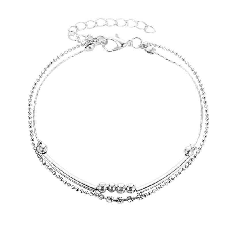 Temperament Beach Style Ladies Simple Round Flashing Anklet