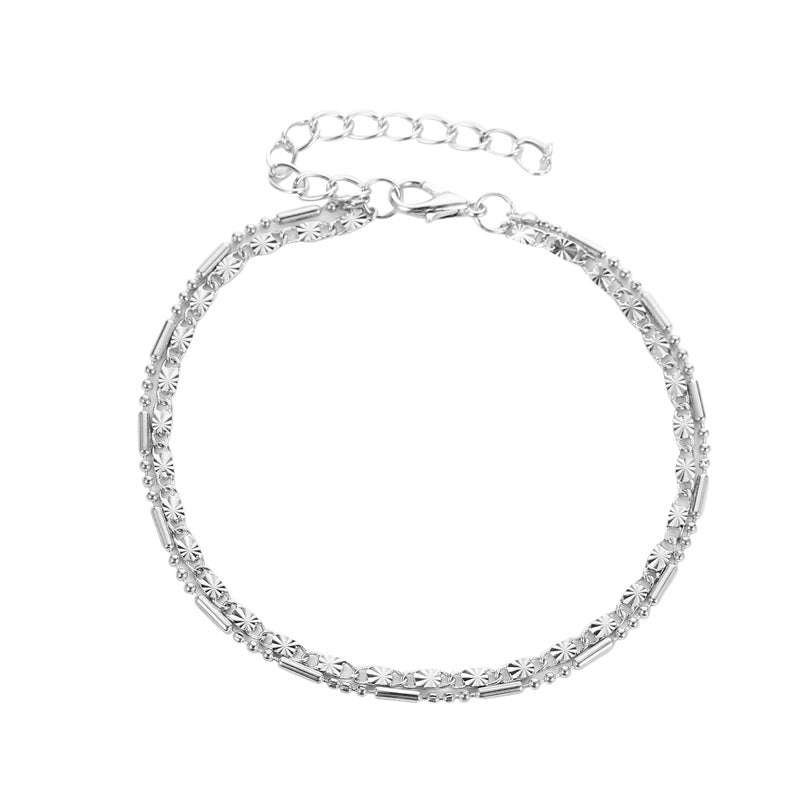 Temperament Beach Style Ladies Simple Round Flashing Anklet