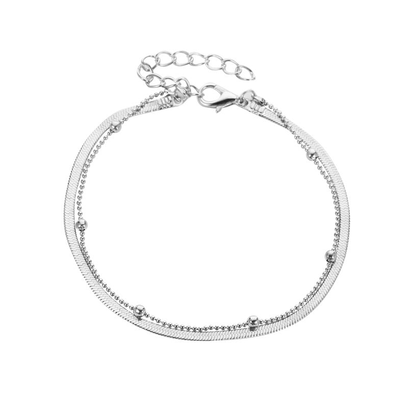 Temperament Beach Style Ladies Simple Round Flashing Anklet