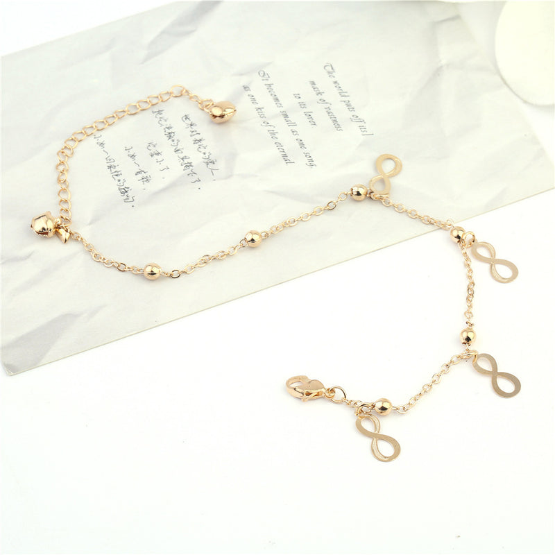 Small Bell Good Luck Number 8 Tassel Anklet