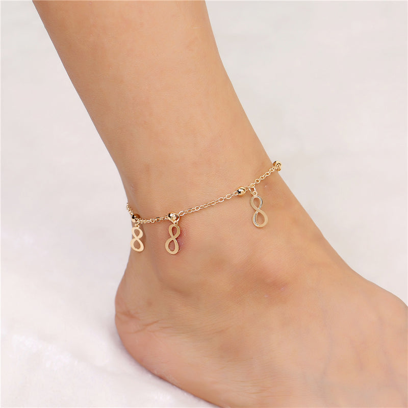 Small Bell Good Luck Number 8 Tassel Anklet