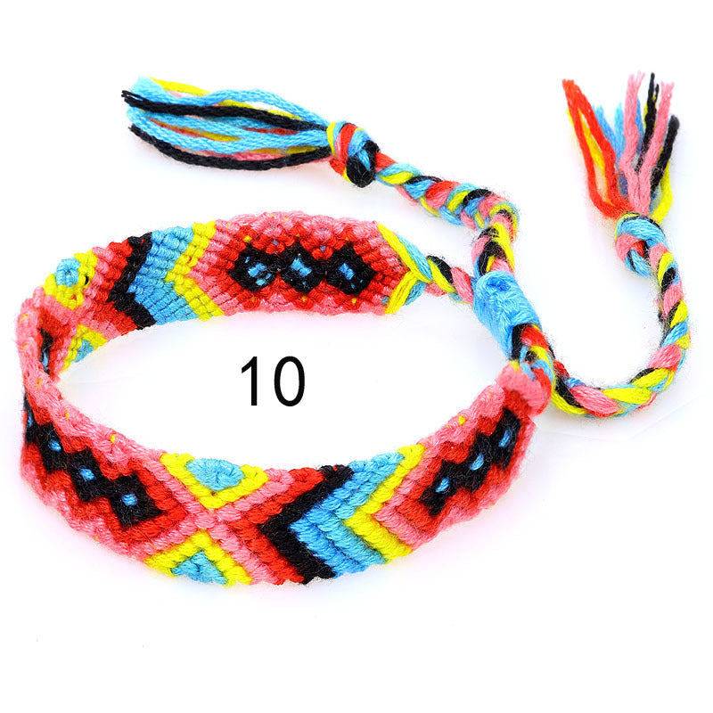 Braided Bracelet Nepalese Ethnic Style Hand Woven Rainbow Lucky Friendship Bracelet