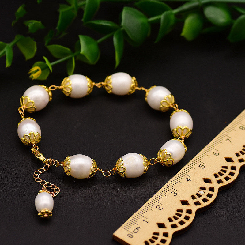 Natural Freshwater Baroque Pearl Bracelet for Women Charms Gifts for Mom