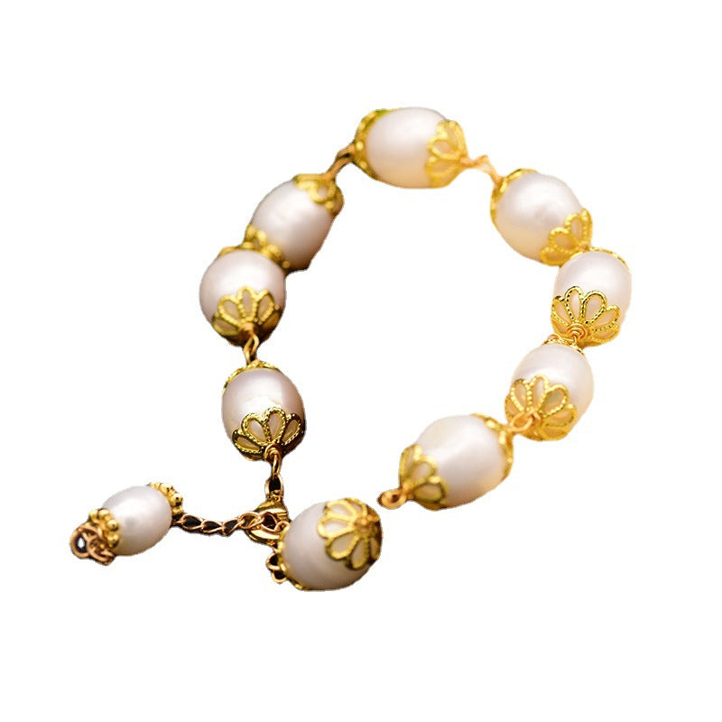 Natural Freshwater Baroque Pearl Bracelet for Women Charms Gifts for Mom