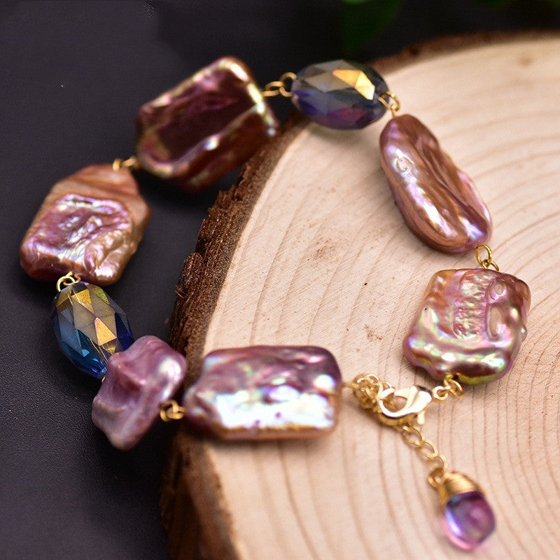 Natural Purple Baroque Pearl Bracelet