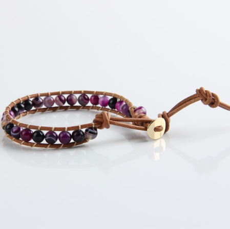 Purple striped agate bracelet