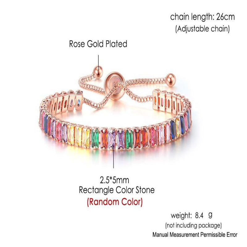 Boho Rainbow Tennis Bracelets For Women Adjustable Women's Bracelet Zircon Jewellry Friend Gift Wholesale Jewery