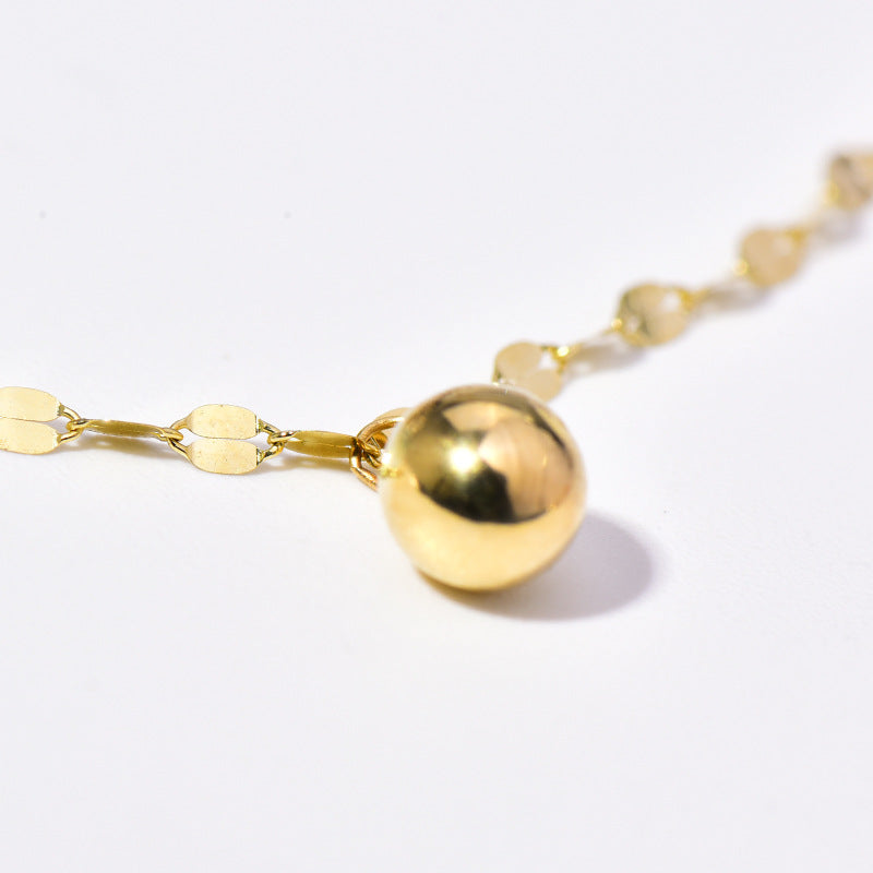 14K Gold Anklet Golden Ball Transfer Bead Bell High-end Ins Lip Kiss Female
