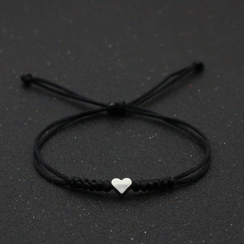 Silver Love Bracelet Lovers Handmade Hand-woven Red String Bracelet Simple All-match Small Jewelry