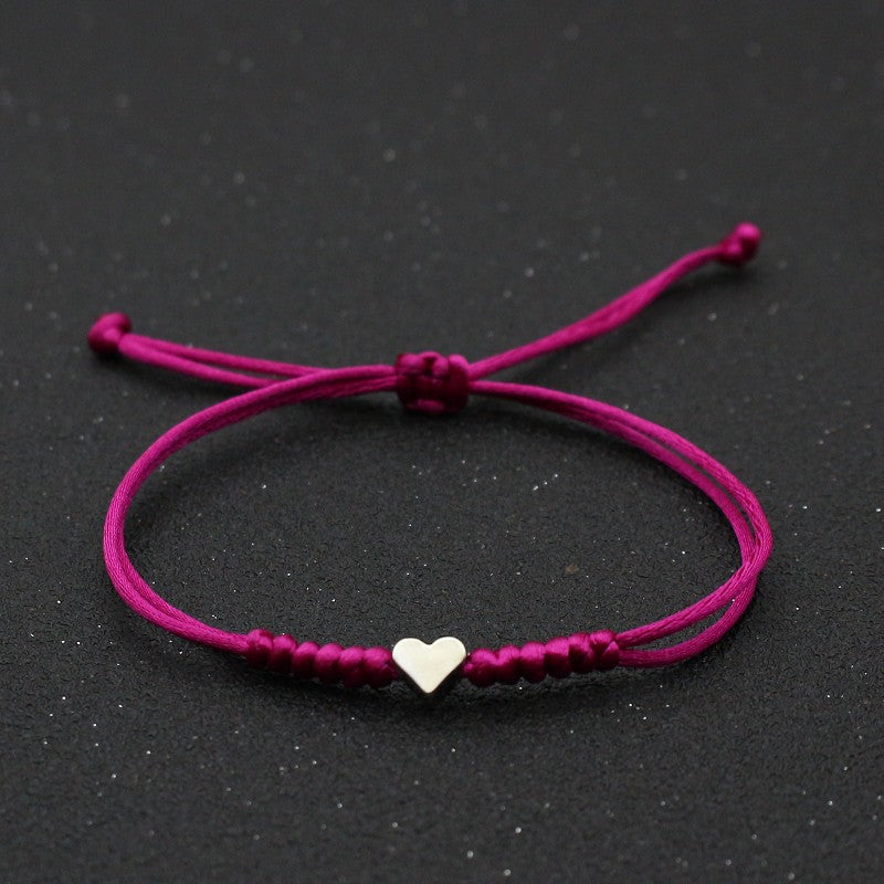 Silver Love Bracelet Lovers Handmade Hand-woven Red String Bracelet Simple All-match Small Jewelry