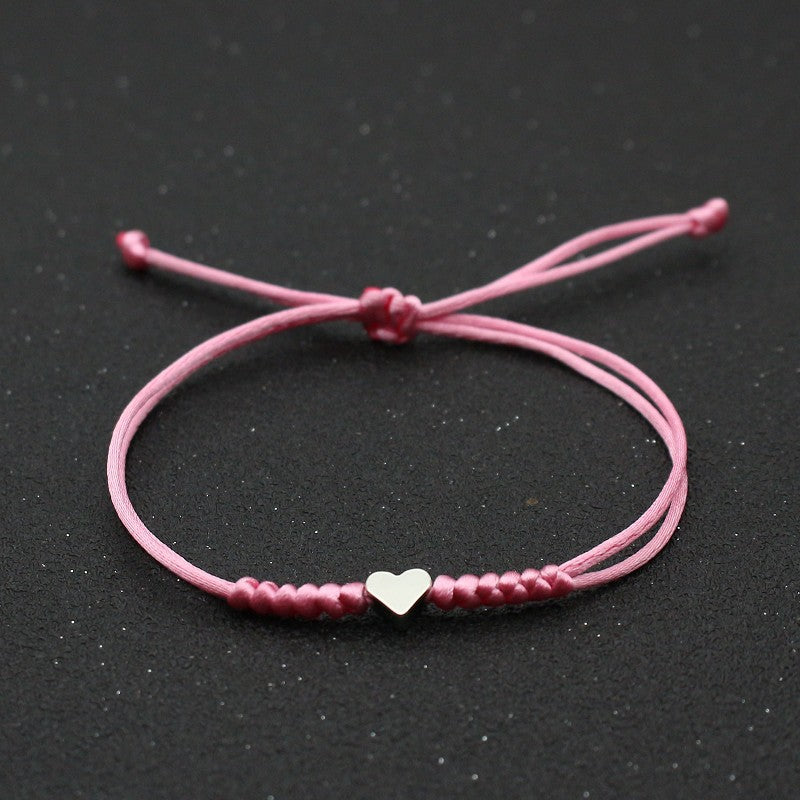 Silver Love Bracelet Lovers Handmade Hand-woven Red String Bracelet Simple All-match Small Jewelry