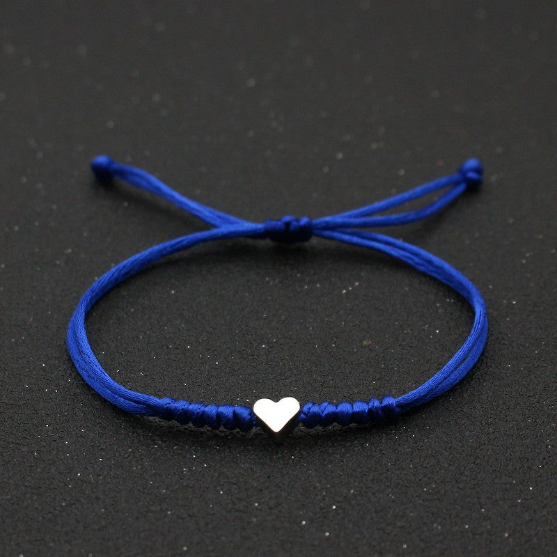 Silver Love Bracelet Lovers Handmade Hand-woven Red String Bracelet Simple All-match Small Jewelry