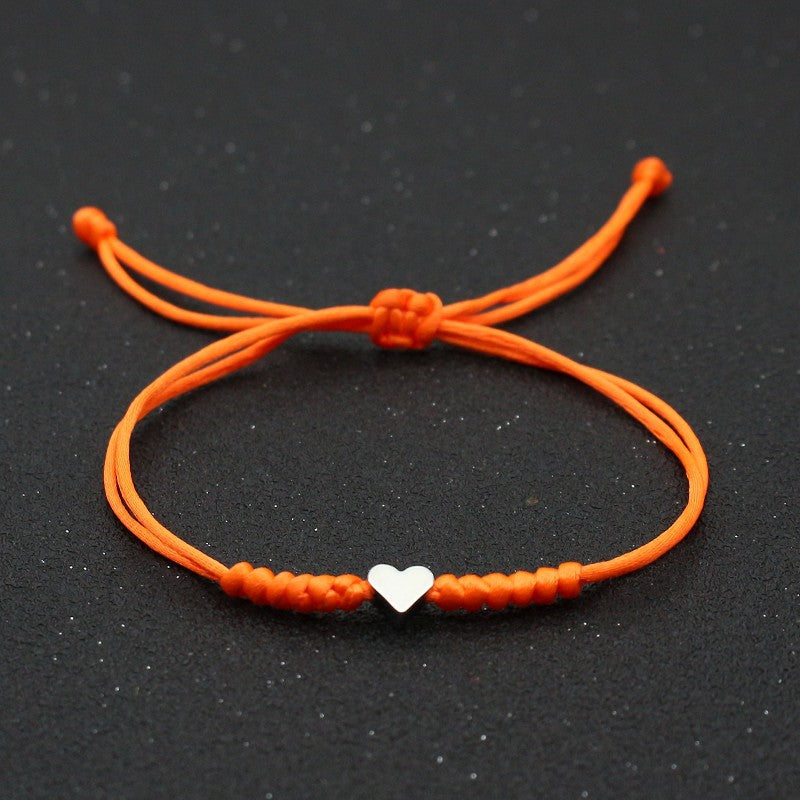 Silver Love Bracelet Lovers Handmade Hand-woven Red String Bracelet Simple All-match Small Jewelry